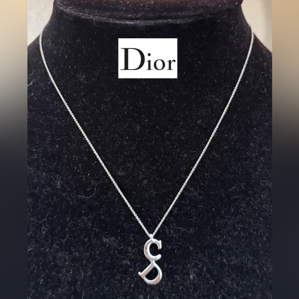 DIOR CD Pendant Silver Necklace
